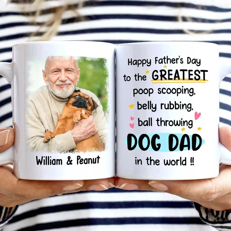 Custom Photo The Greatest Dog Dad In The World - Personalized Mug