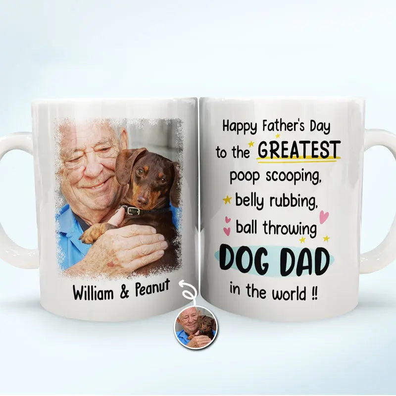 Custom Photo The Greatest Dog Dad In The World - Personalized Mug