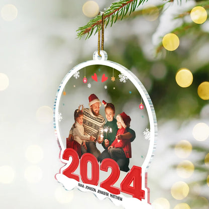 Family in Red 2024 - Christmas Gift For Family - Personalized Custom Shape Photo Ornament