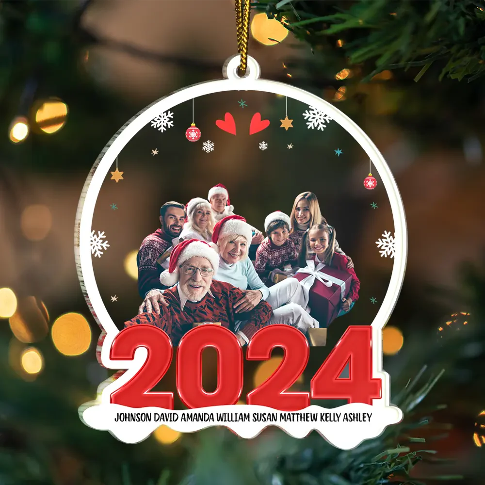 Family in Red 2024 - Christmas Gift For Family - Personalized Custom Shape Photo Ornament