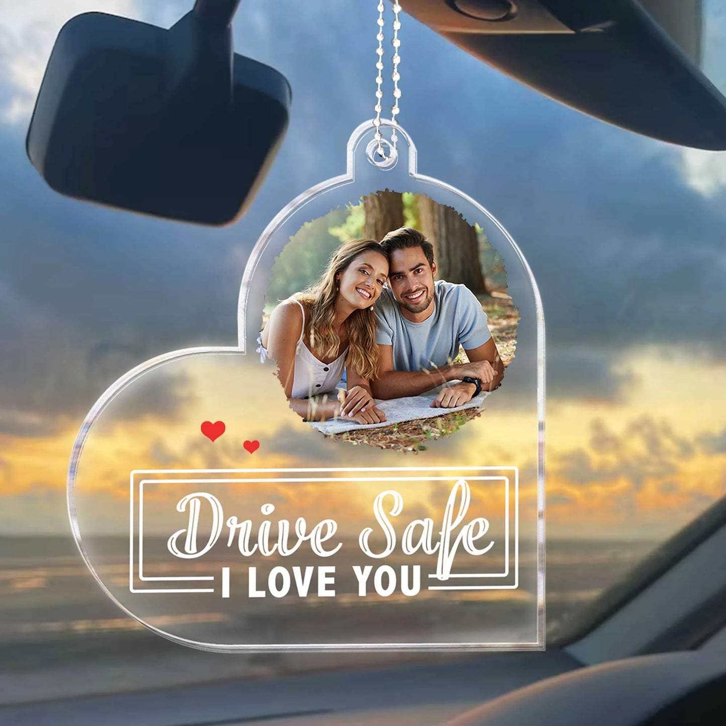 Drive Safe, I Love You - Personalized Photo Rear View Mirror Accessory