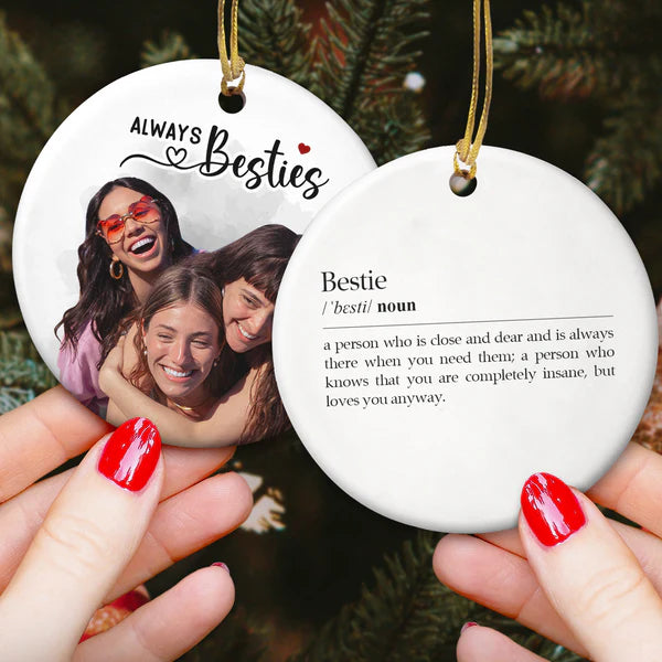 Friendship Besties Soul Sisters Definition - Personalized Ceramic Photo Ornament 2 Sides