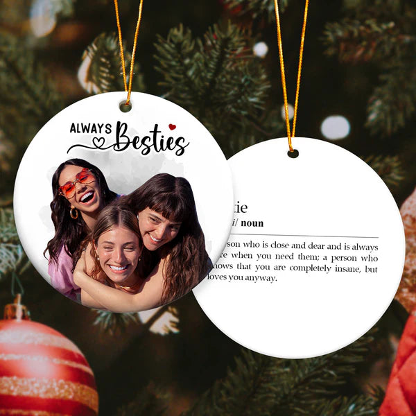 Friendship Besties Soul Sisters Definition - Personalized Ceramic Photo Ornament 2 Sides