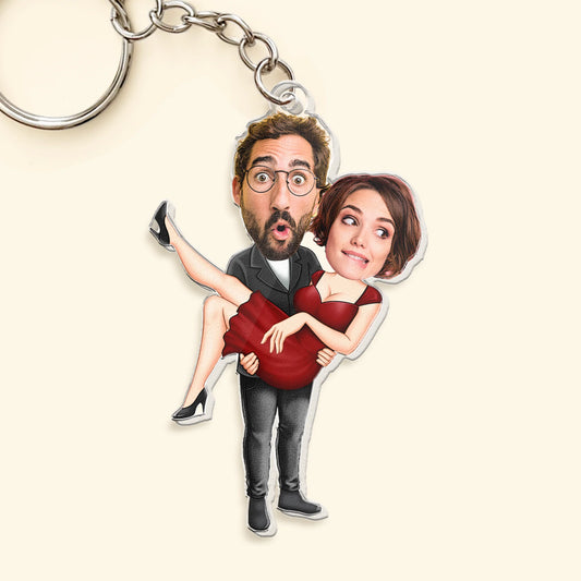 Funny Couple Keychain - Personalized Acrylic Photo Keychain - Valentine's Day Gifts For Her, Him