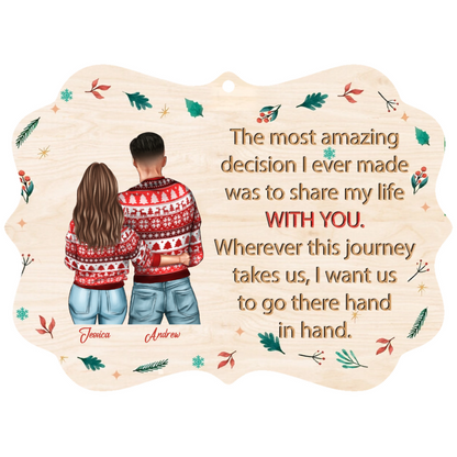 Couple Christmas Personalized Gift Couple Christmas Aluminum/Wooden Ornament, Holiday Gifts for Couple