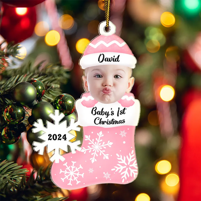 Custom Photo Baby's 1st Christmas - Personalized Cutout Acrylic Ornament