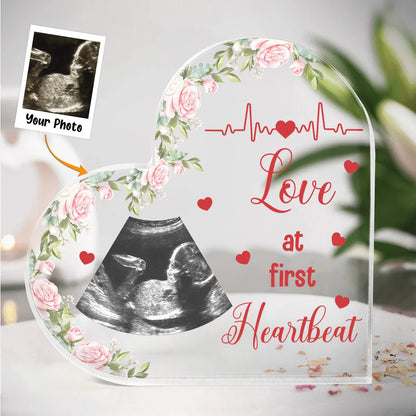 Love At First Heartbeat Baby Ultrasound New Mom - Personalized Photo Acrylic Plaque