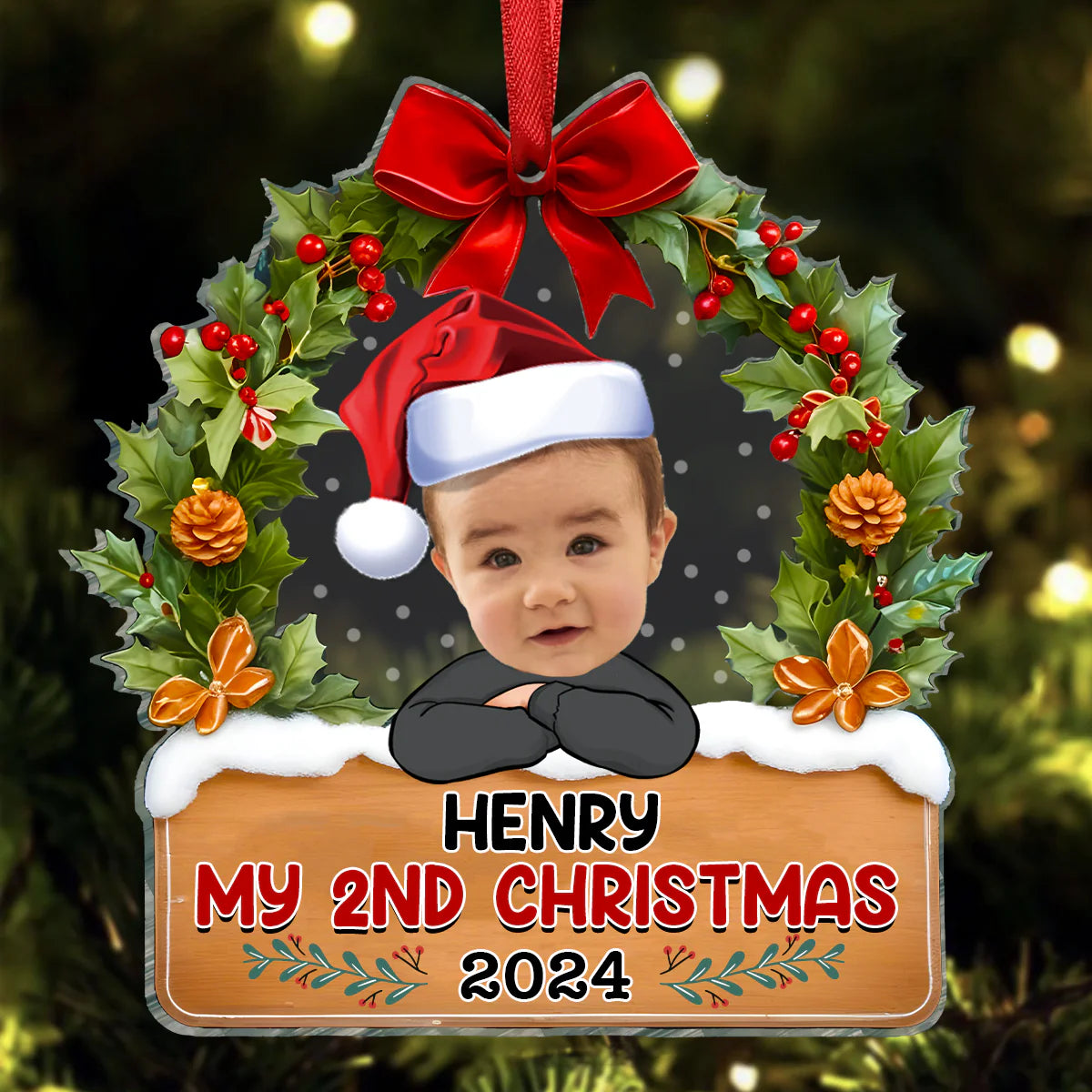 My 1st Christmas - Personalized Babys Photo First Christmas Custom Shape Ornament