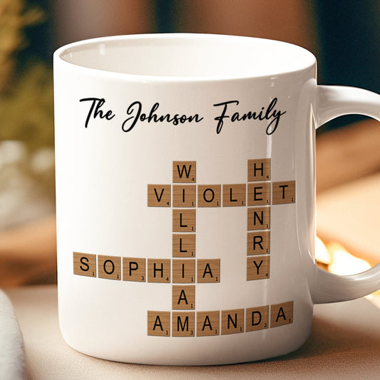 Crossword Puzzle Art Mug - Customized Personalized Mug - Gift For Family Members