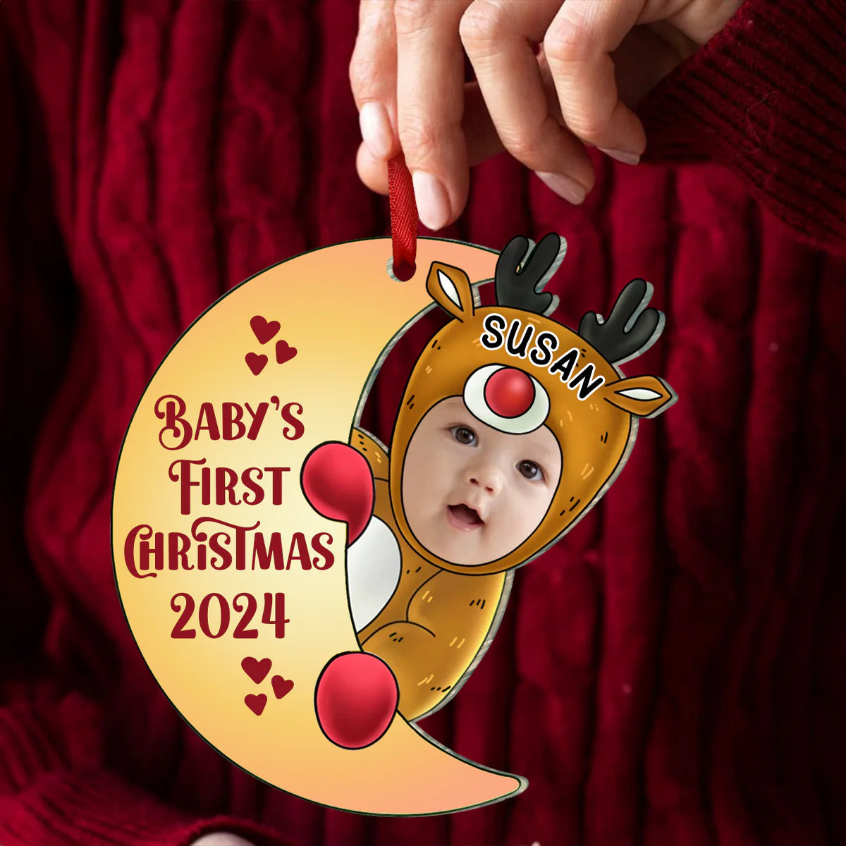 Custom Photo Christmas Santa Baby, Personalized Custom Shape Ornament, First Christmas Gift 2024