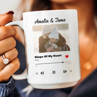 Custom Favorite Couple Song - Personalized Mug - Custom Photo Upload Couples Mug