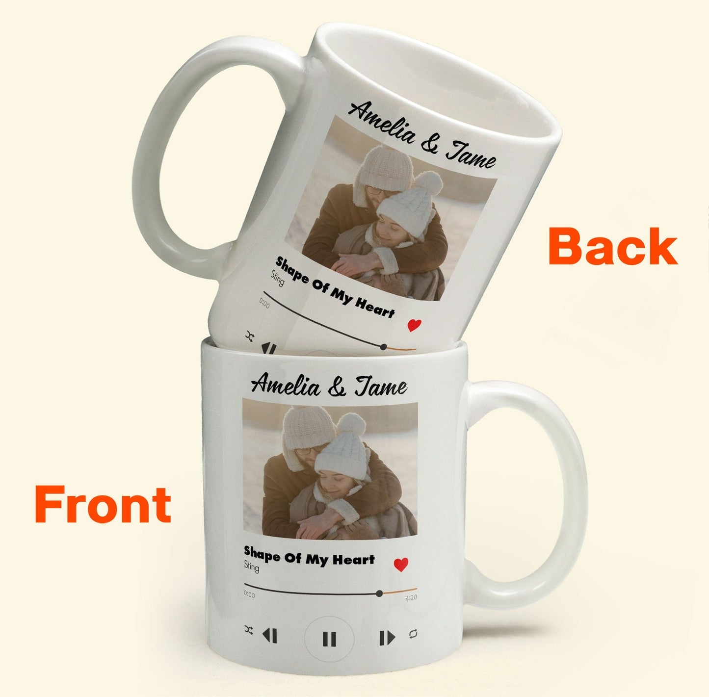 Custom Favorite Couple Song - Personalized Mug - Custom Photo Upload Couples Mug