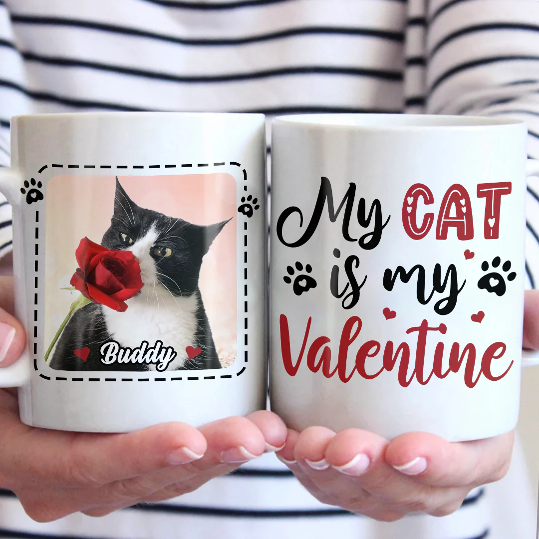 Custom Photo My Pets Are My Valentine - Dog & Cat Personalized Custom Mug - Valentine Gift For Pet Owners, Pet Lovers