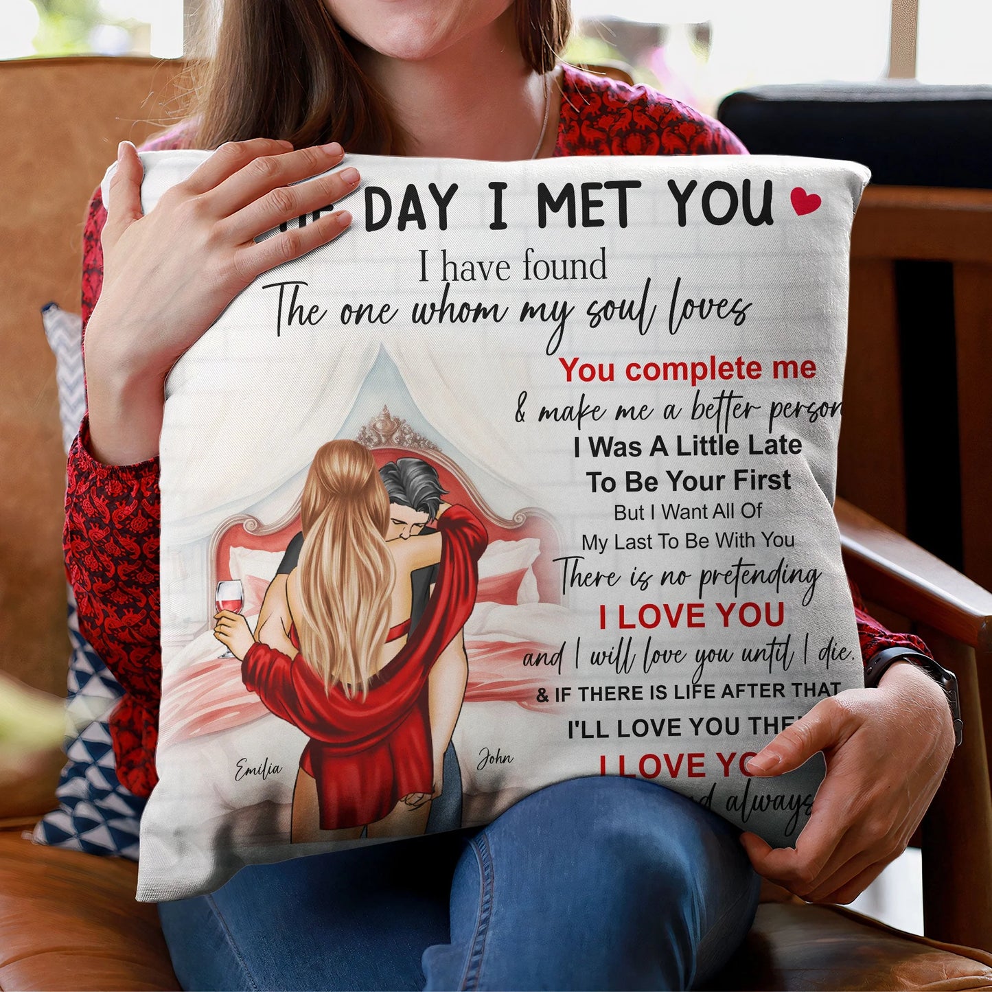 The Day I Met You Romantic Couples Valentines - Personalized Pillow