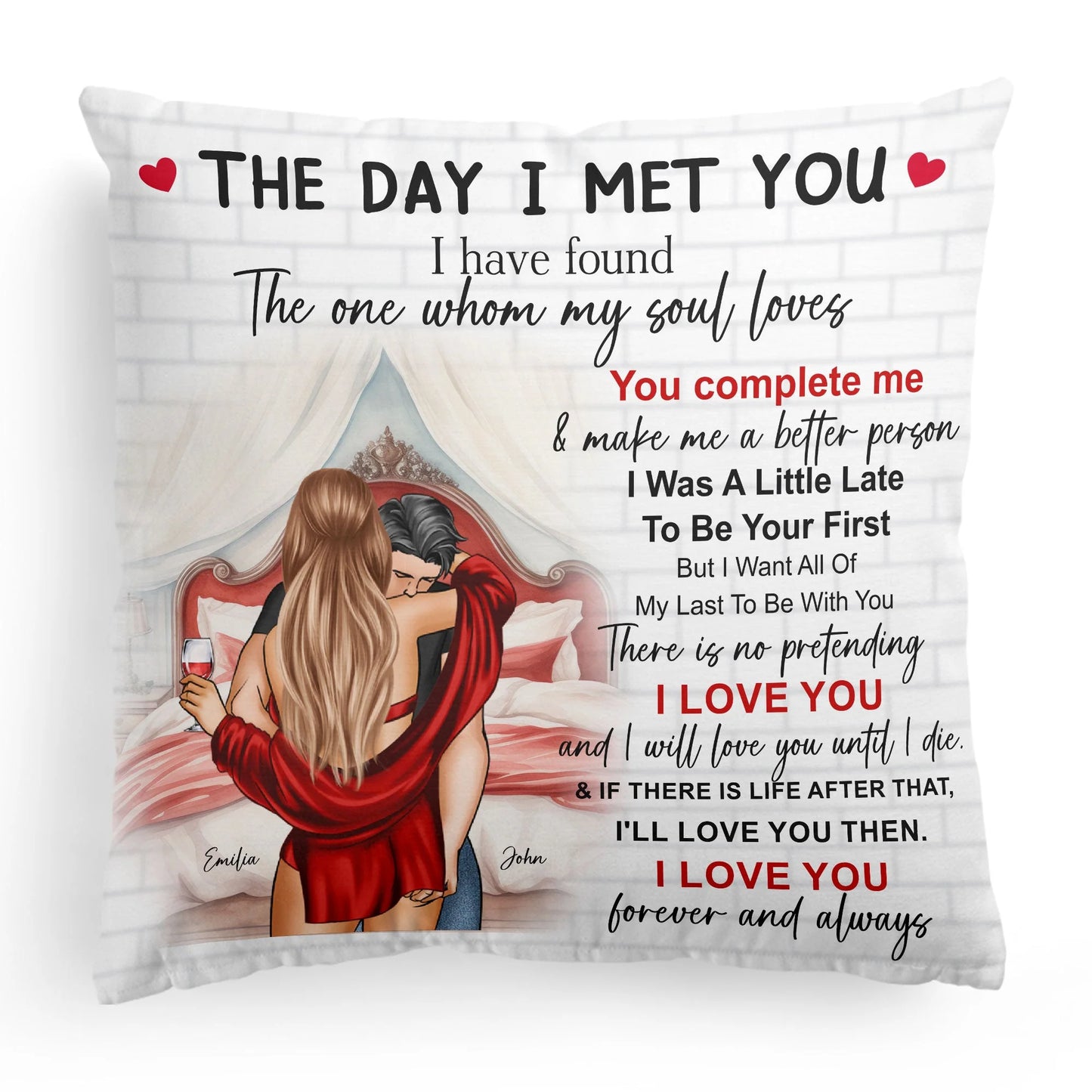 The Day I Met You Romantic Couples Valentines - Personalized Pillow