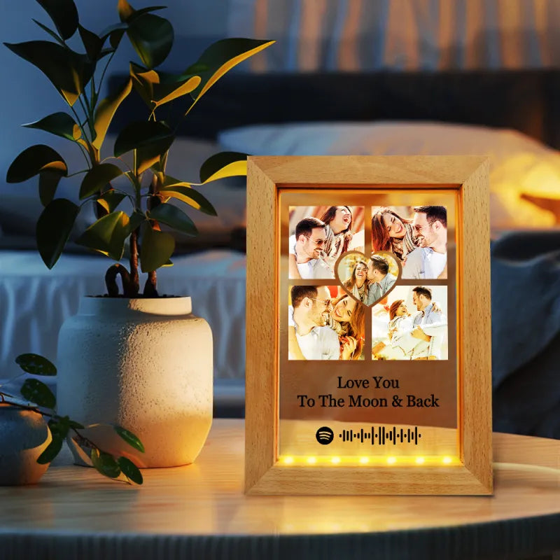 Personalised Heart Photo Collage Night Light Personalized Gifts for Couple