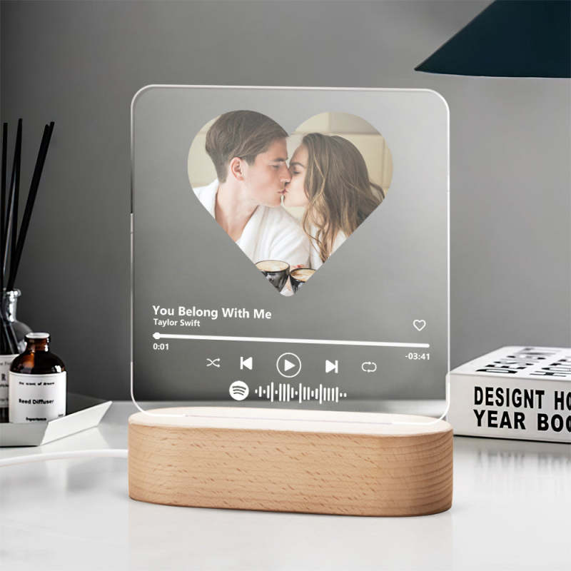 Custom Spotify Code Heart 7 Color Lamp Acrylic Music Plaque Night Light