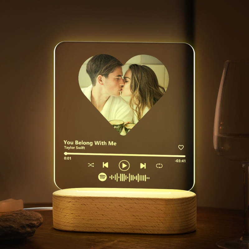 Custom Spotify Code Heart 7 Color Lamp Acrylic Music Plaque Night Light