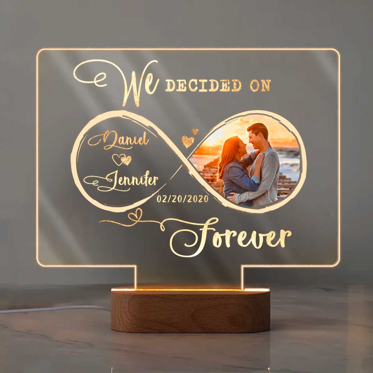 Personalized Couple Photo Night Light, Couple Led Plaque, Personalized Couples Gift, Valentine Engagement Gift, Anniversary Gift for Him