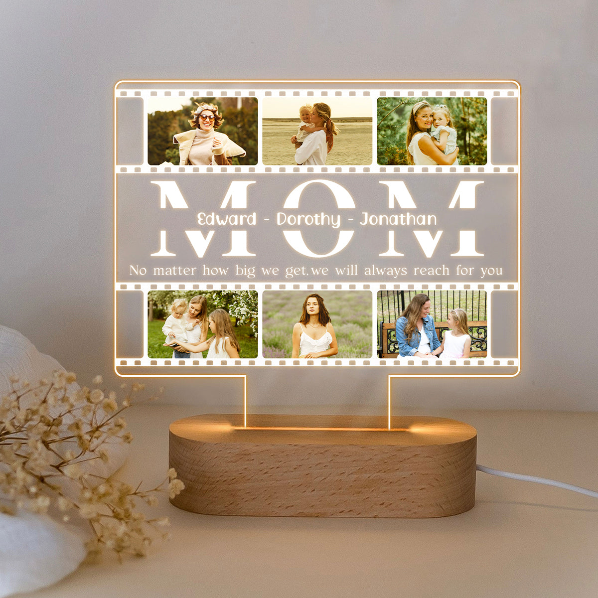 Custom Mom Photo Collage Led Acrylic Plaque Night Light, Creative Mother’s Day Gifts, Personalized Gifts For Mom From Daughter