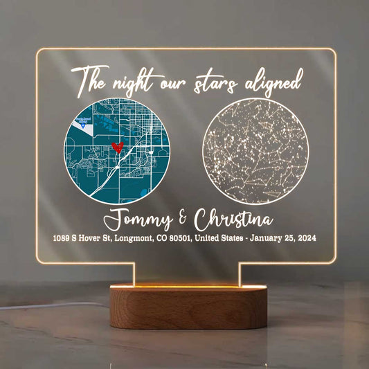 Custom Sky Map And Location Map On Led Night Light, Star Map Gifts For Anniversary, Personalized Gift For Him Her On Valentine Day