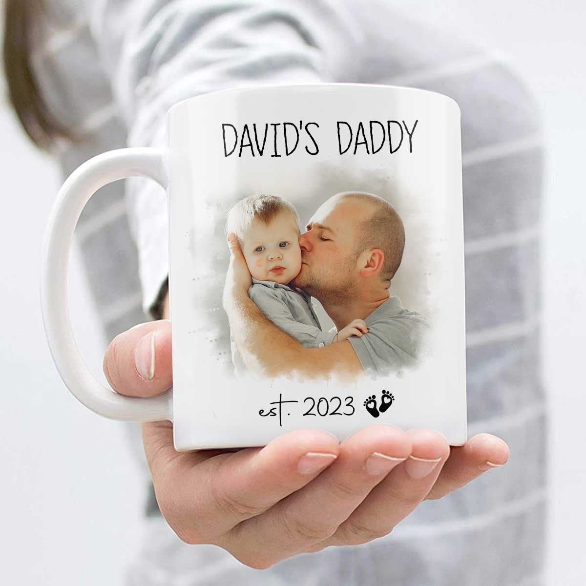 Customized First Time Dad Picture Mug, 1st Fathers Day Gift From Wife, New Dad Portrait Gifts