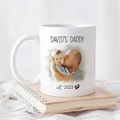 Customized First Time Dad Picture Mug, 1st Fathers Day Gift From Wife, New Dad Portrait Gifts