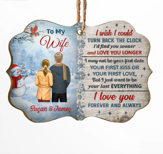 Christmas Couple Turn Back The Clock - Christmas Gift For Couple - Personalized Wooden Ornament