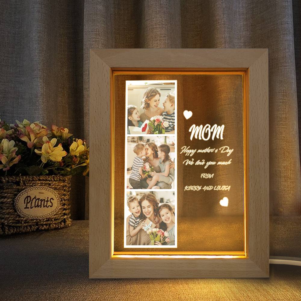 Mother's Day Gift Photo Night Light for Mom Custom Photo and Kids Name