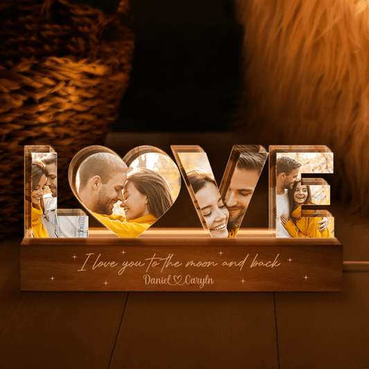 Custom Couple Photo Collage I Love You Couple LED Night Light