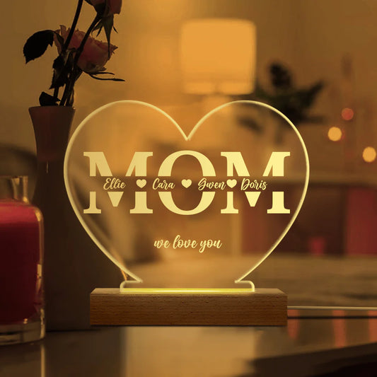 Custom Name Gift For Mom Acrylic Plaque With LED Night Light