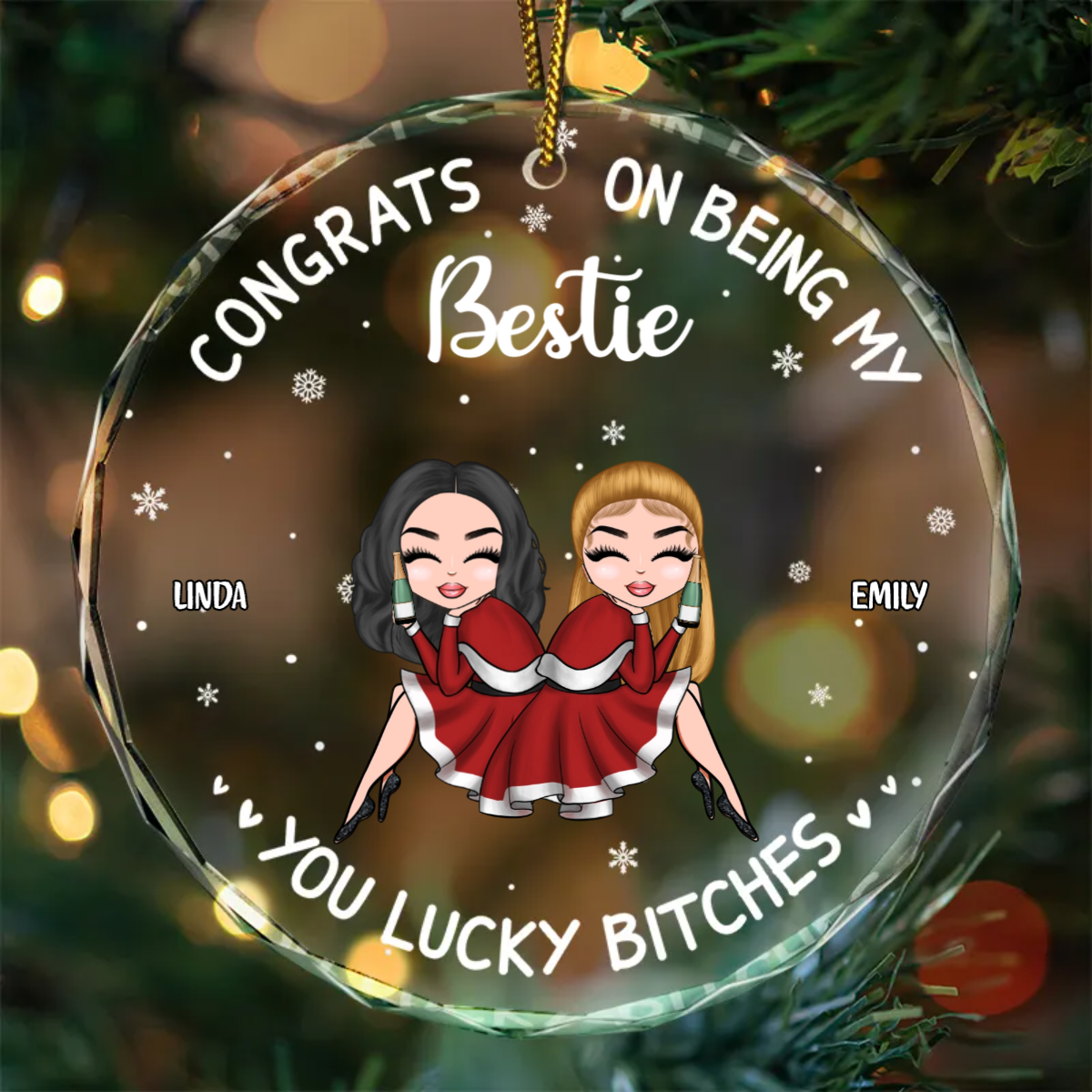 Christmas Congrats On Being My Bestie - Personalized Circle Ornament