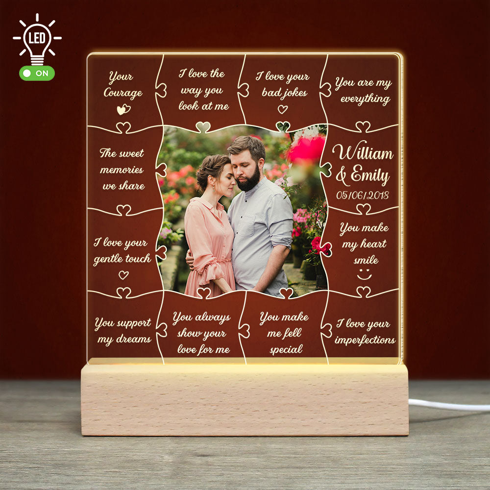 I Love The Way You Look At Me - Custom Couple Photo Led Light - Gift For Couple