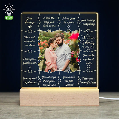 I Love The Way You Look At Me - Custom Couple Photo Led Light - Gift For Couple