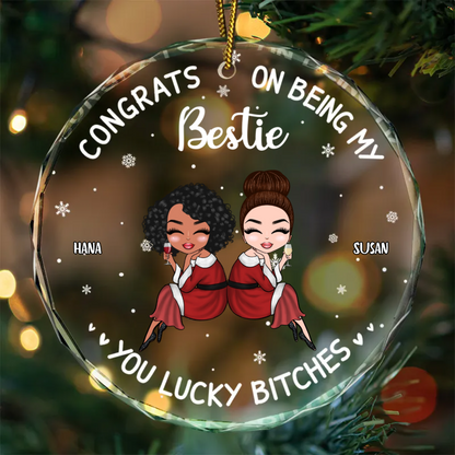 Christmas Congrats On Being My Bestie - Personalized Circle Ornament