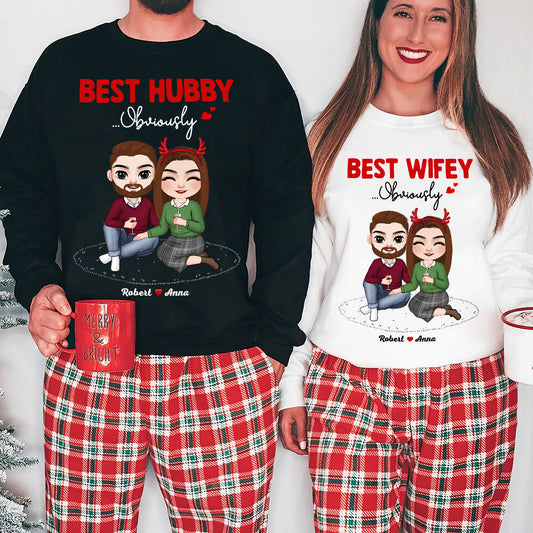 Best Hubby, Best Wifey Obviously, Personalized Couple Matching Shirt, Couple Christmas Gift, Anniversary Gift Idea