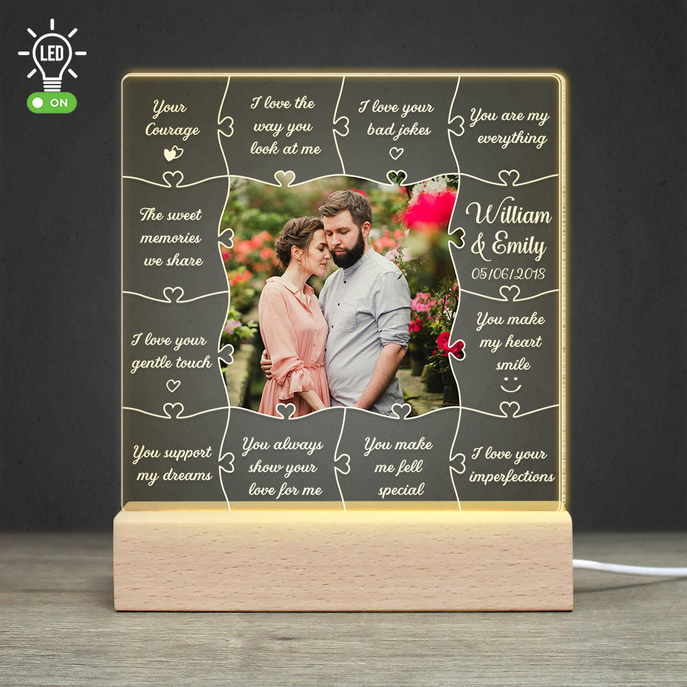 I Love The Way You Look At Me - Custom Couple Photo Led Light - Gift For Couple