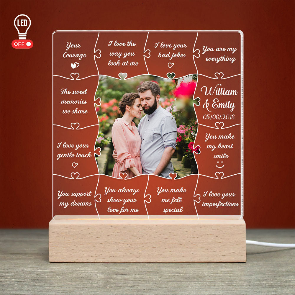 I Love The Way You Look At Me - Custom Couple Photo Led Light - Gift For Couple