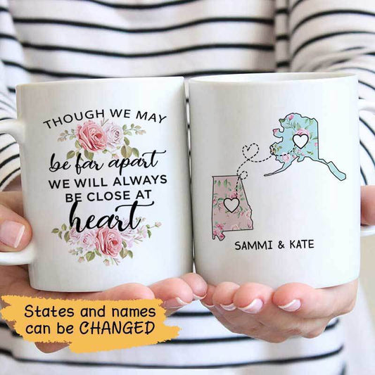 Though Far Apart Long Distance Relationship Gift Personalized Coffee Mug