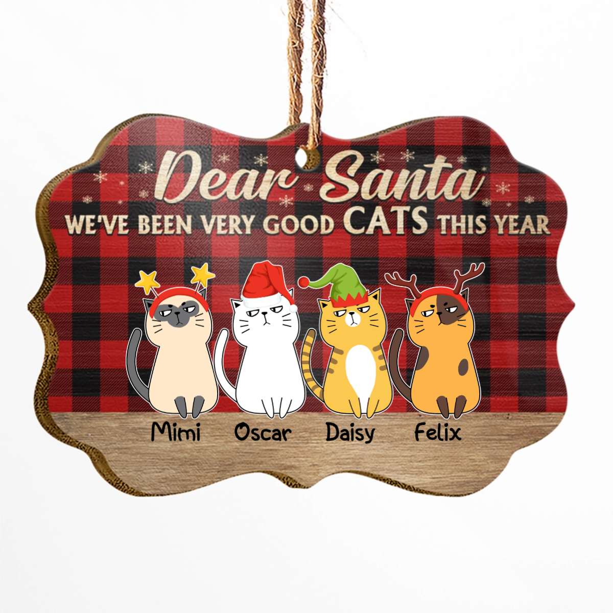 Cat Christmas Personalized Gift Cat Christmas Aluminium/Wooden Ornament, Holiday Gifts for Cat