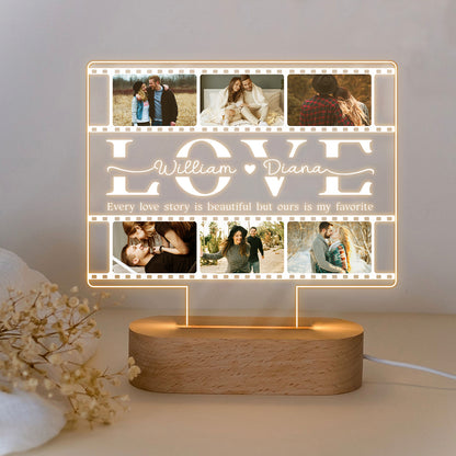 Personalized Love Photo Collage Night Light, Valentine’s Gift For Boyfriend Girlfriend, Custom Anniversary Love’s Day Gift