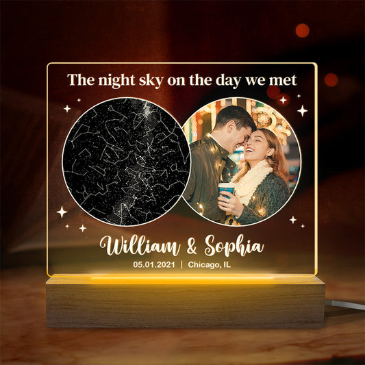 Custom Photo Under This Sky Our Forever Began - Couple Personalized Custom Shaped 3D LED Light - Gift For Husband Wife, Anniversary