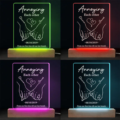 Annoying Each Other Forever - Couple Personalized Custom Rectangle Shaped 3D LED Light - Gift For Husband Wife, Anniversary