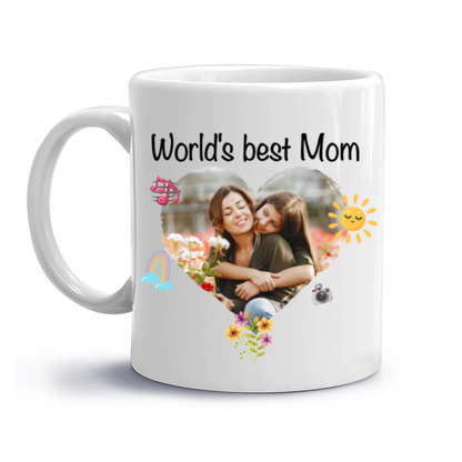 World’s Best Mom Mug Personalized, Mother’s Day Mug For Mom, Picture Gift For Mom Birthday