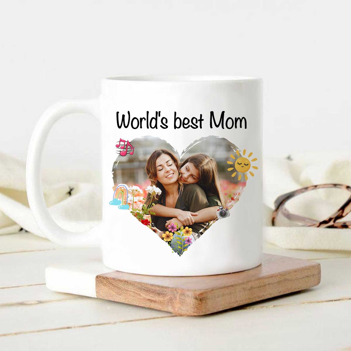 World’s Best Mom Mug Personalized, Mother’s Day Mug For Mom, Picture Gift For Mom Birthday