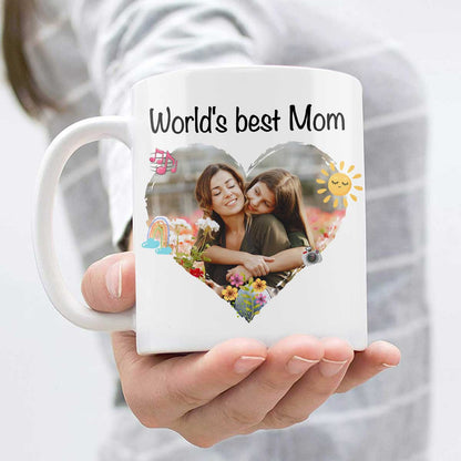 World’s Best Mom Mug Personalized, Mother’s Day Mug For Mom, Picture Gift For Mom Birthday