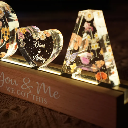 You & Me We Got This Custom Name - Personalized Acrylic Plaque LED Night Light, Couple Anniversary Gifts, Valentines Gift for Couples